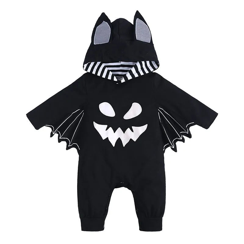 Baby cotton batwing sleeve jumpsuit neutral unisex hooded romper autumn Halloween