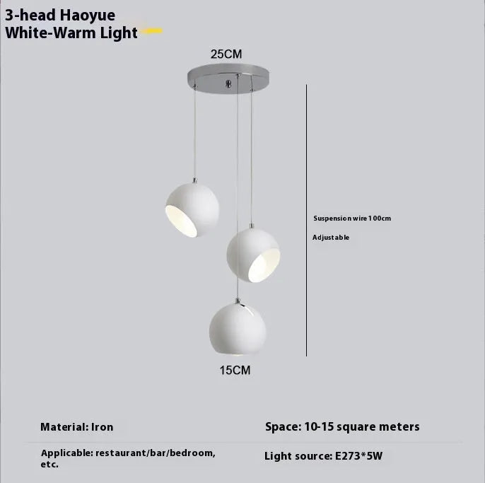 Nordic style ball chandelier table lamp in moon white finish, showing post-modern creative art design.