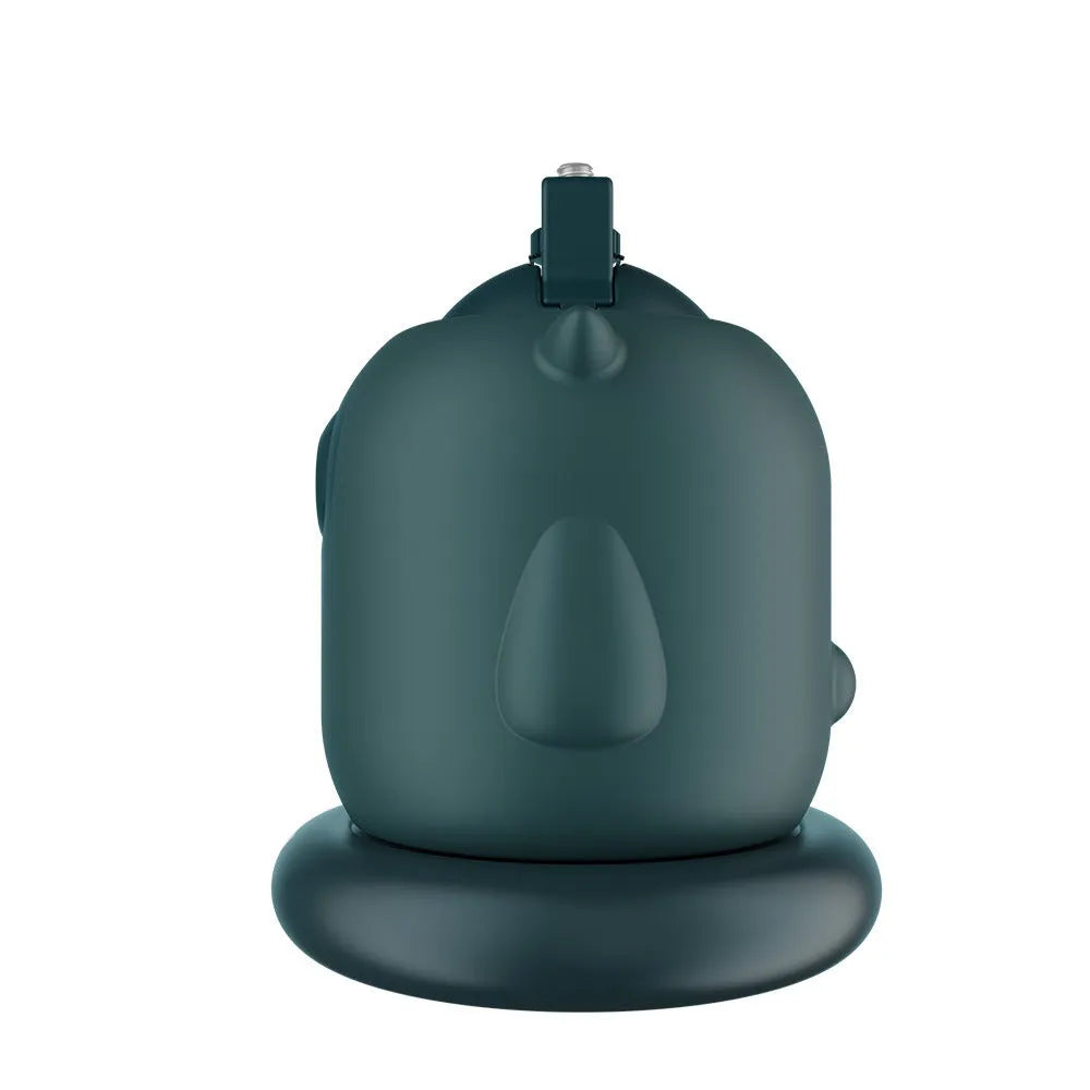 Dark green intelligent AI face recognition gimbal with 360-degree rotation on a desk.