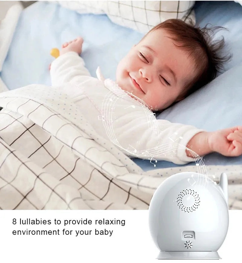 43 inch baby monitor with 4.3 inch LCD screen showing video feed of baby sleeping