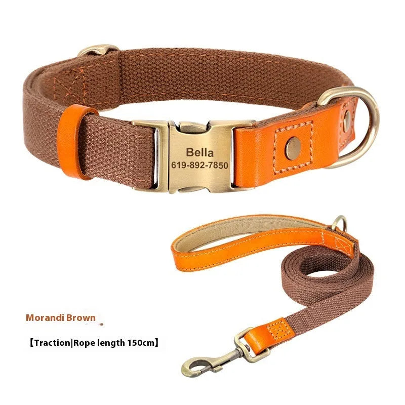 Small dog mohair collar and lead set in Mo Landi green with coordinating lettering on the rope.