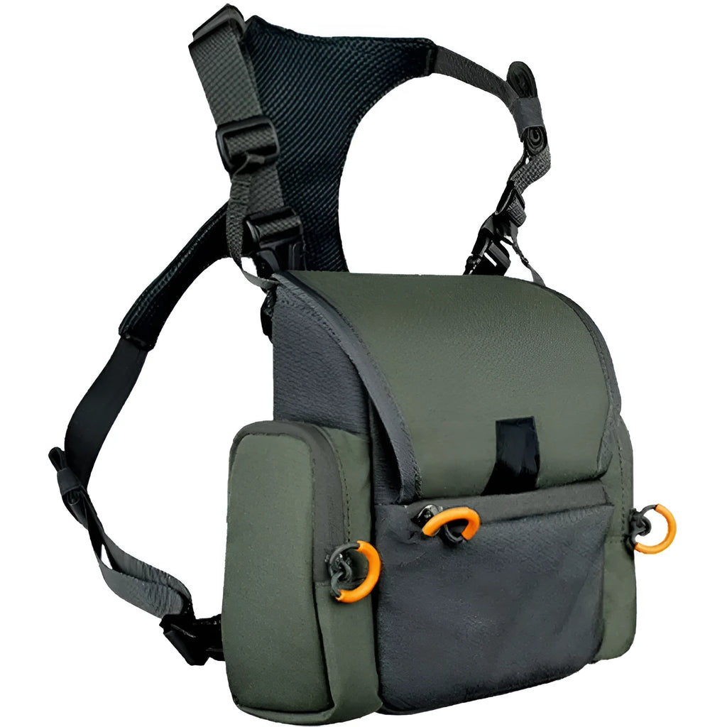 Outdoor hunting telescope bag adjustable binoculars chest pack camouflage with stitching details