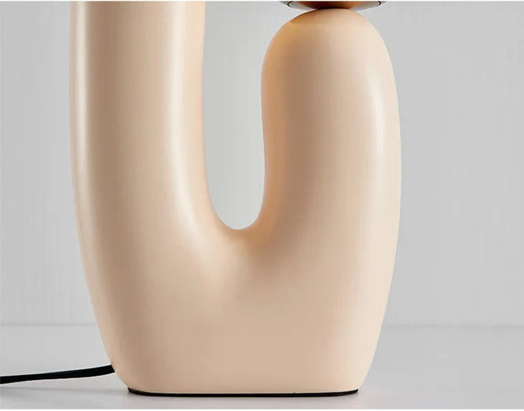Pink double-head resin table lamp with glass, G9 light source, 49cm high, for bedside or study use