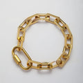 Women's titanium steel carabiner bracelet with ellipse design in gold or silver electroplated finish