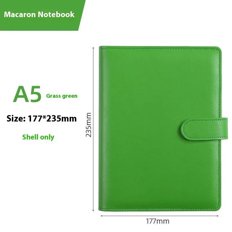 A5 PU leather zipper binder notebook shell in a solid colour.