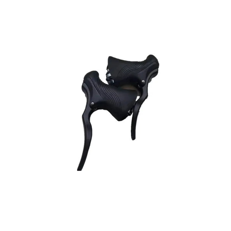 A pair of aluminium alloy road bicycle brake handles in black and black silver colour options.