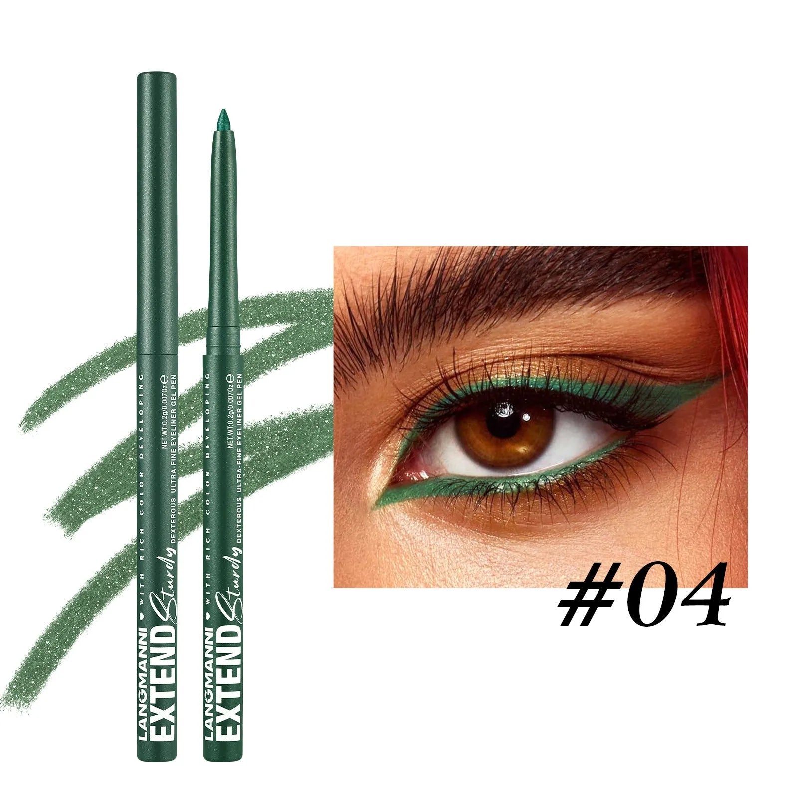 Set of 12 colourful gel glitter eyeliner pencils in vibrant shades for waterproof, long-lasting makeup.
