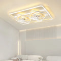 Modern white ceiling fan with light, showing plastic blades and an acrylic lampshade.