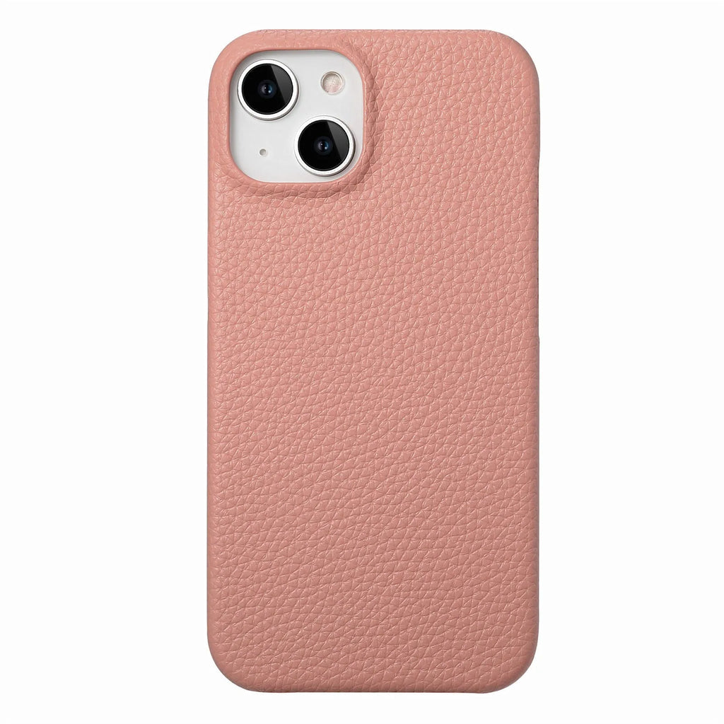 PU leather litchi grain iPhone case in matcha green with airbag and electroplating details