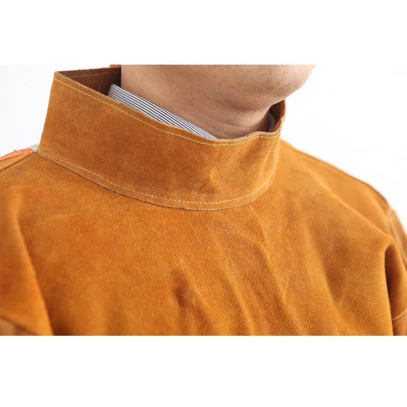 Yellow cowhide one-piece welding bib for electric welding, size 105 M, welder's protective workwear
