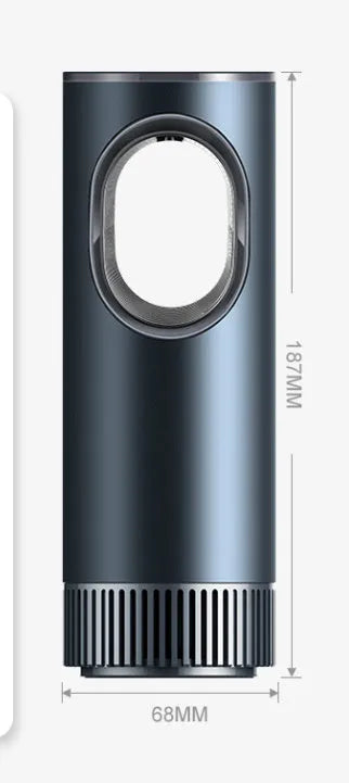 Black ABS smart car air purifier with USB cable, 68x187mm, 12M negative ion rating