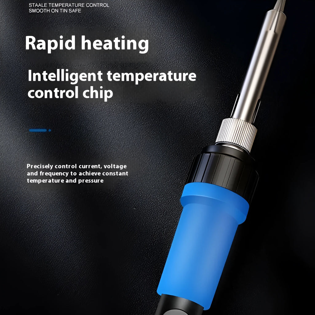 Grey 90W electric soldering iron with ceramic heating core and adjustable temperature control