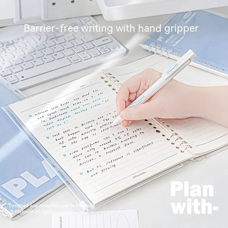 A5 PVC notebook storage can in blue colour showing dimensions of 148mm by 210mm
