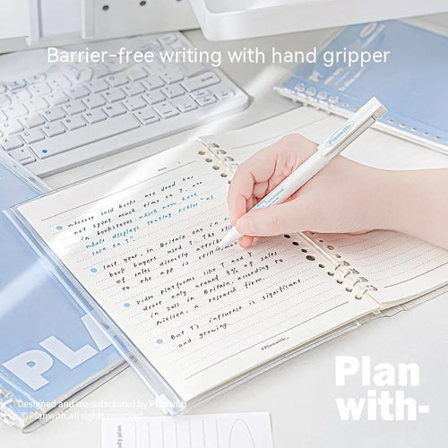 A5 PVC notebook storage can in blue colour showing dimensions of 148mm by 210mm