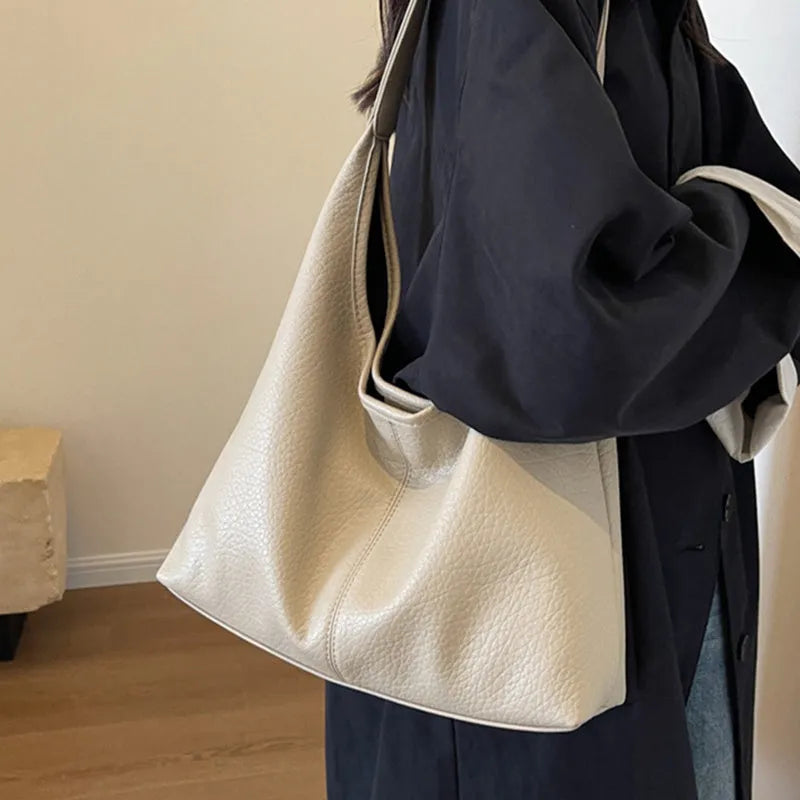 Two soft PU leather handbags in underarm Korean style with small wallet, available in multiple colours
