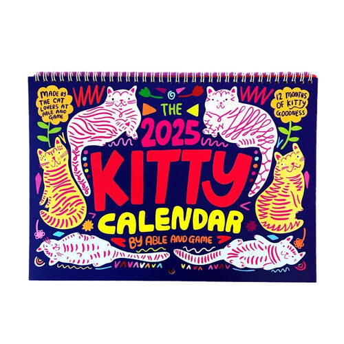 Cat-themed wall calendar planner for 2024 or 2025 year on paper