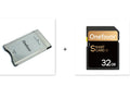 Mercedes-Benz SD to PCMCIA adapter card with stainless steel housing and included 32GB SD card.