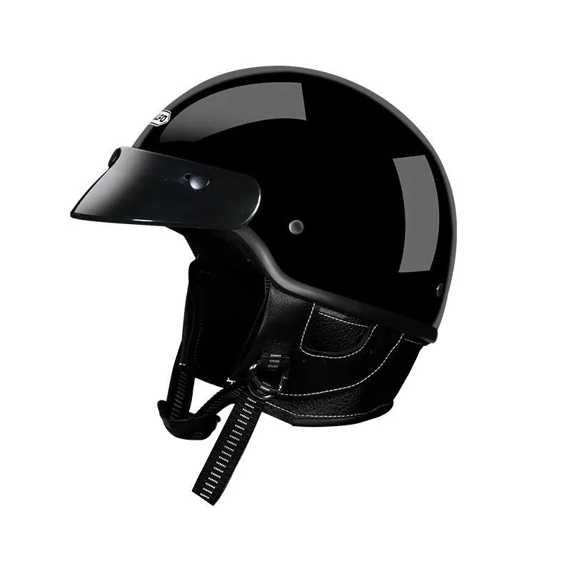 Retro motorcycle helmet in ABS thermoplastic with multiple colour options