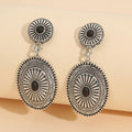 Alloy drop earrings in silver turquoise with electroplated finish, retro pumpkin flower shape