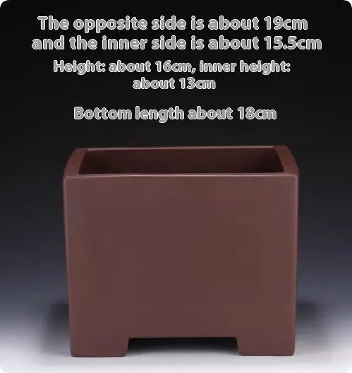 Square purple clay succulent bonsai pot in classical design for tabletop or floor placement