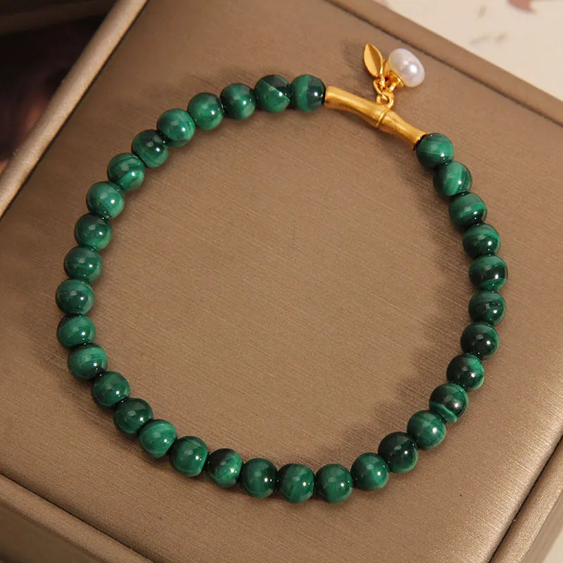 Women's white crystal lucky bamboo bracelet with adjustable high-rise design
