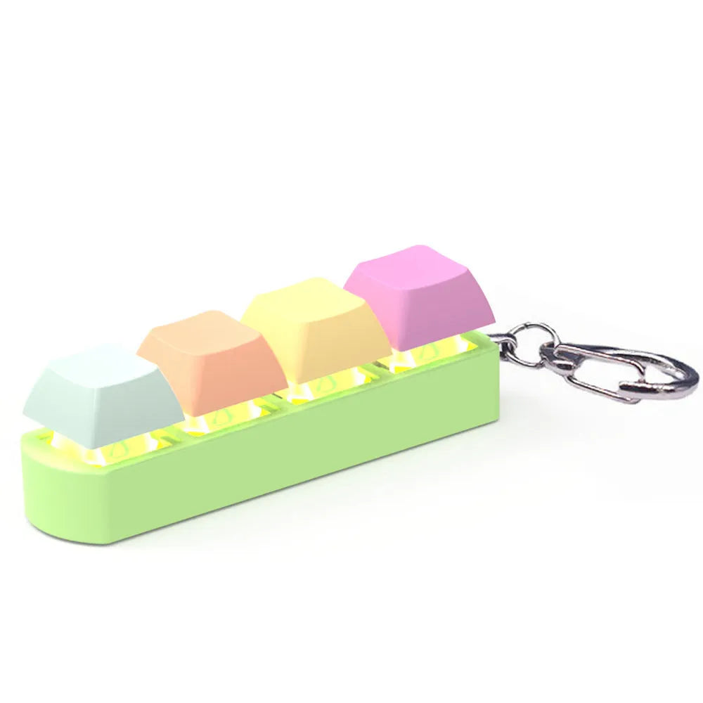 Mechanical keyboard switch tester with four test positions showing transparent bottom shell