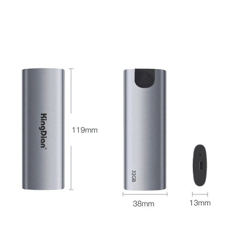Grey USB 3.0 mobile SSD hard drive for direct smartphone connection