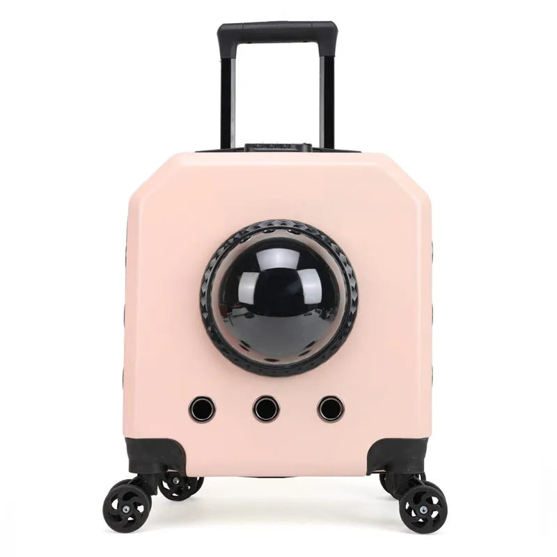 Hard shell PVC pet flight trolley case in multiple colours with retractable handle