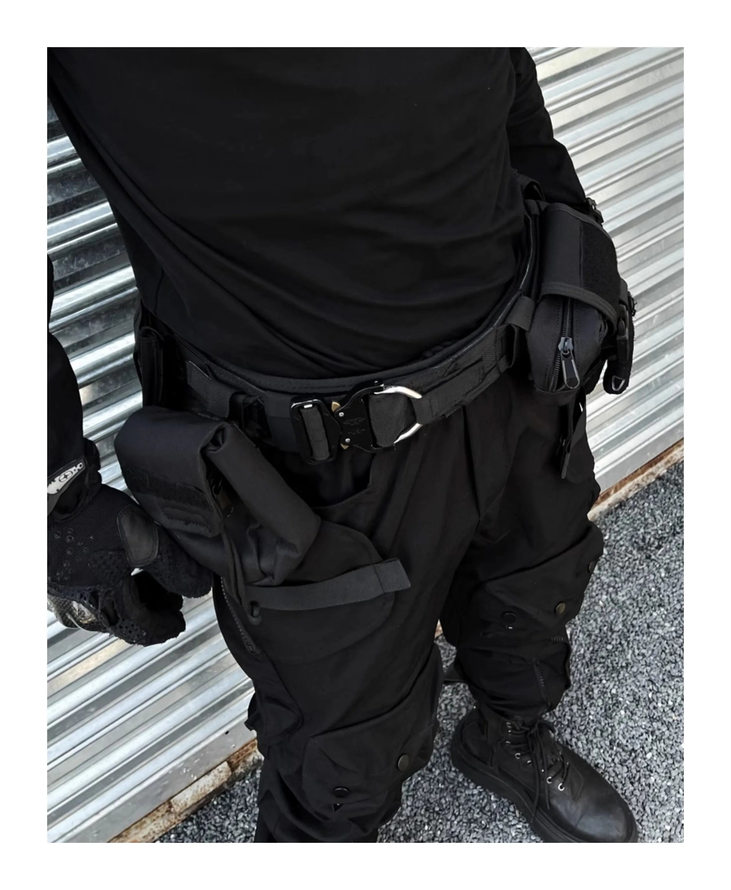 Black detachable multifunctional tactical belt with fabric and alloy buckle for men and women
