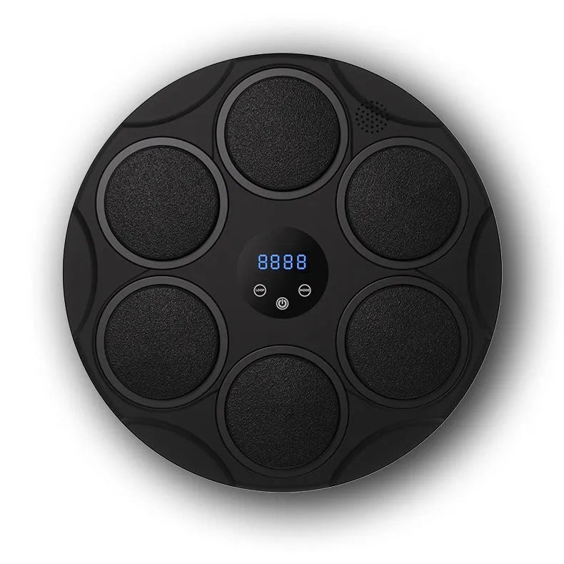 Smart Bluetooth boxing target with LED coloured lights mounted on wall for fitness training