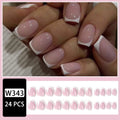 24 white artificial nails with plaid pattern design arranged as nail tips