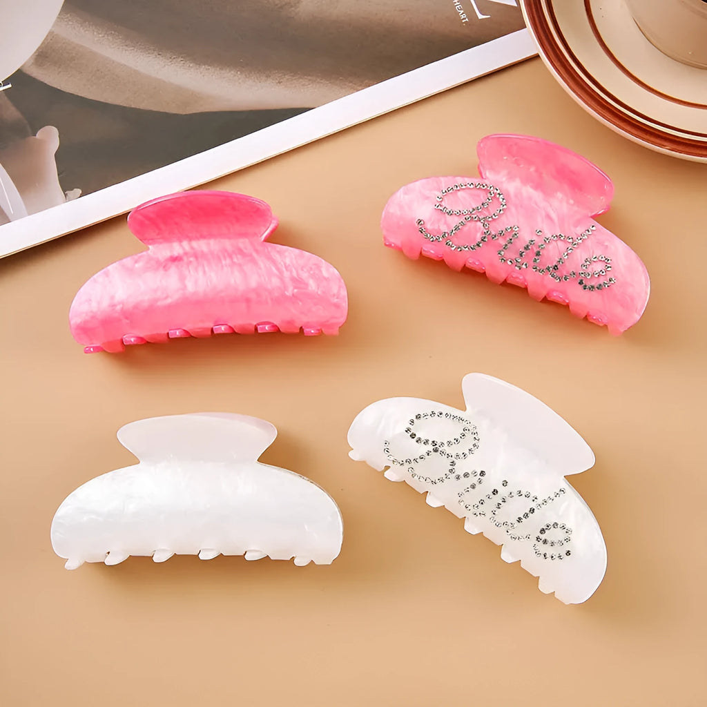 Multi-diamond acrylic shower shark hair clip barrette with spot drill pattern