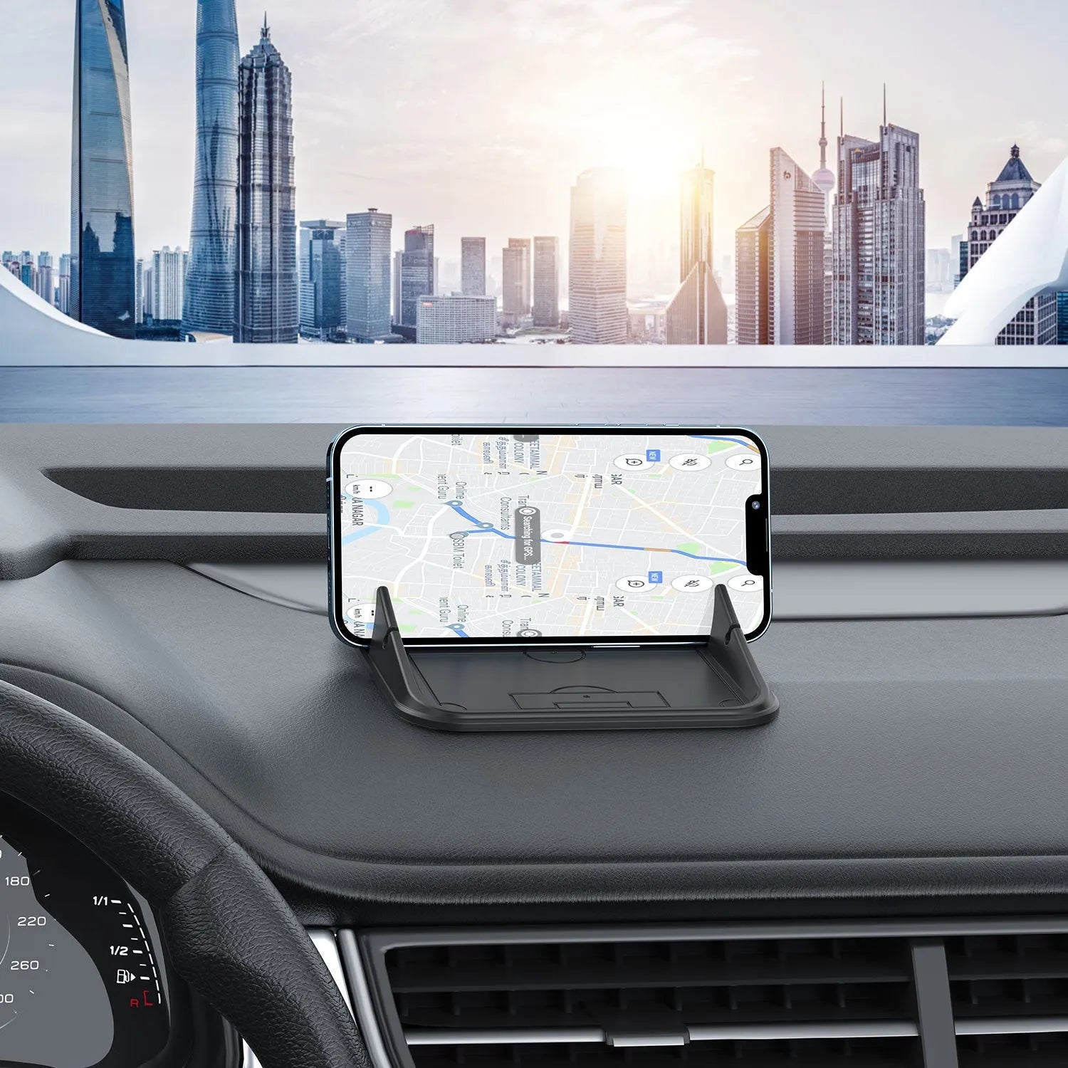 Silicone automobile phone holder with Peak-X5 silica gel pad for car and desktop use