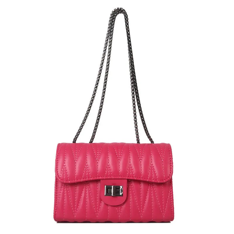 Small beige PU women's bag with a retro textured diamond pattern and a soft carry handle.
