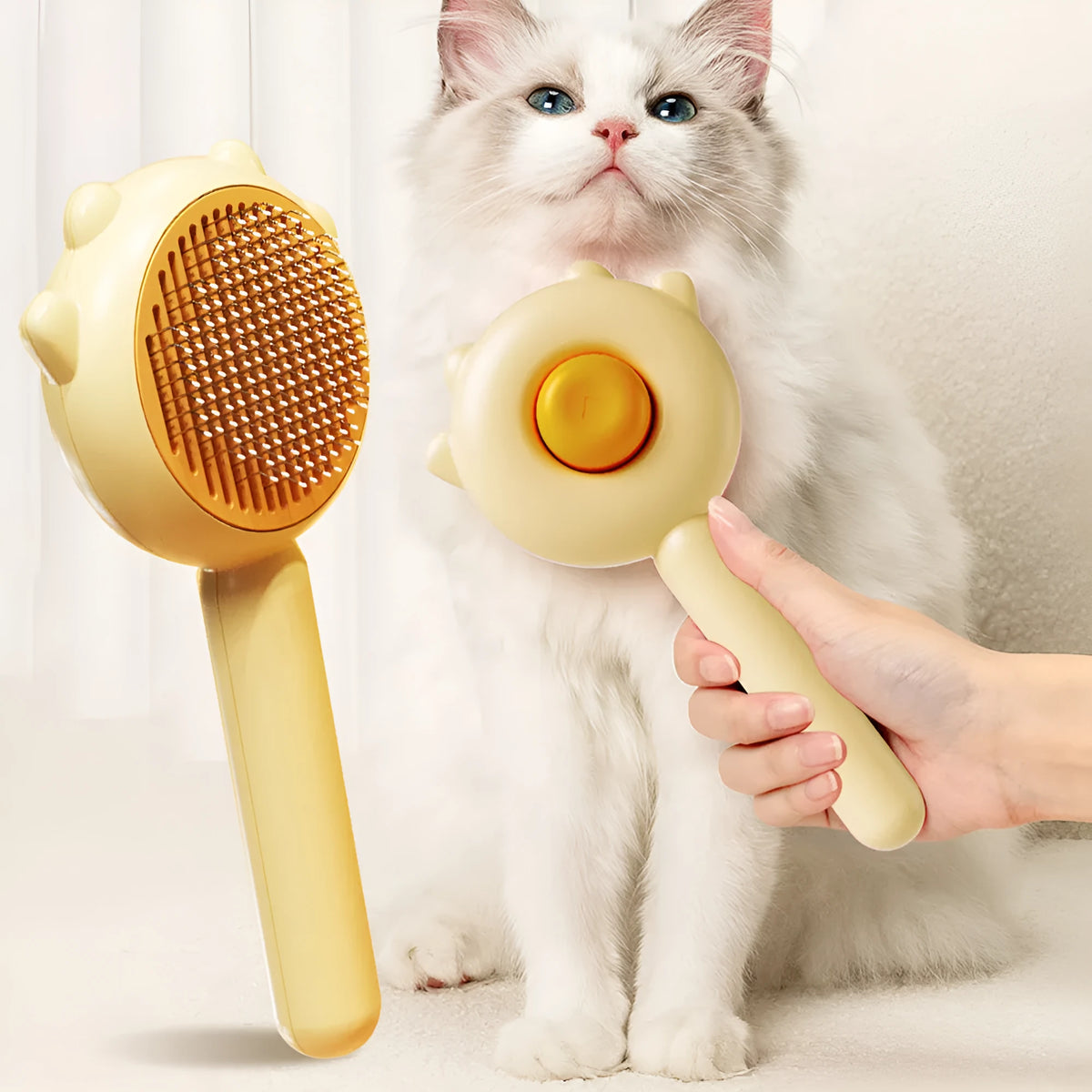 Cat comb massage pet magic comb with green ABS handle and stainless steel teeth for grooming