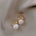 Mermaid pearl earrings for women, clip-on style, 14K gold plated copper, U-shaped, white colour
