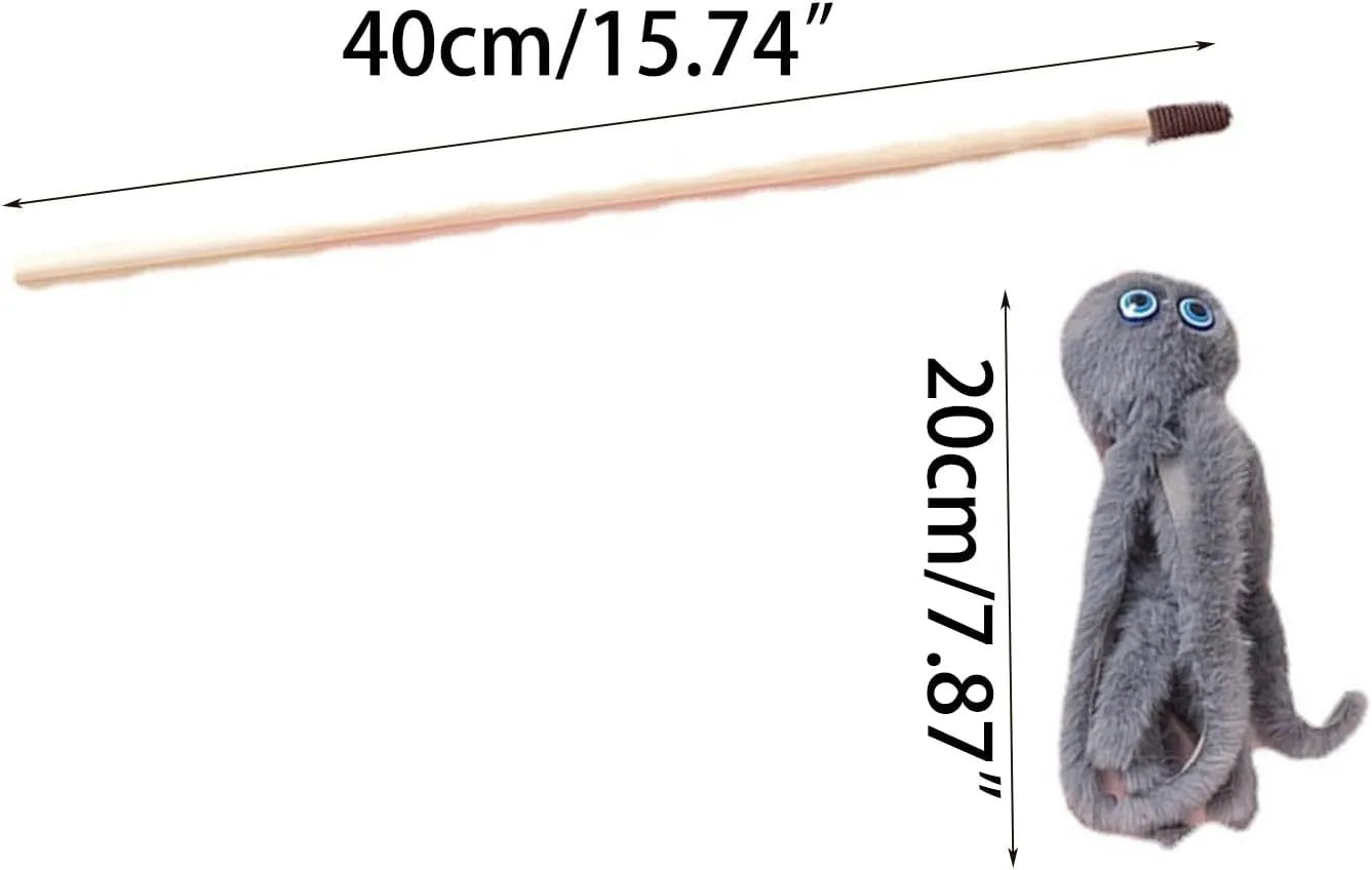 Octopus cat toy on 40cm stick in bright colours for indoor feline entertainment