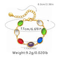 18K copper women's bracelet with elliptical geometry and blue green multicolor glass inlay