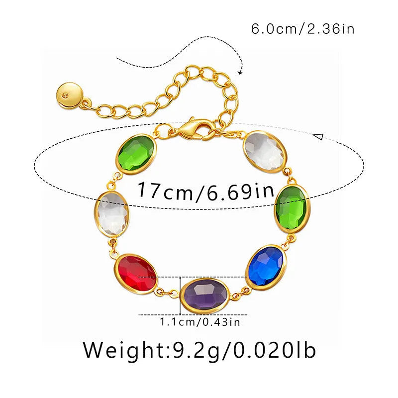18K copper women's bracelet with elliptical geometry and blue green multicolor glass inlay