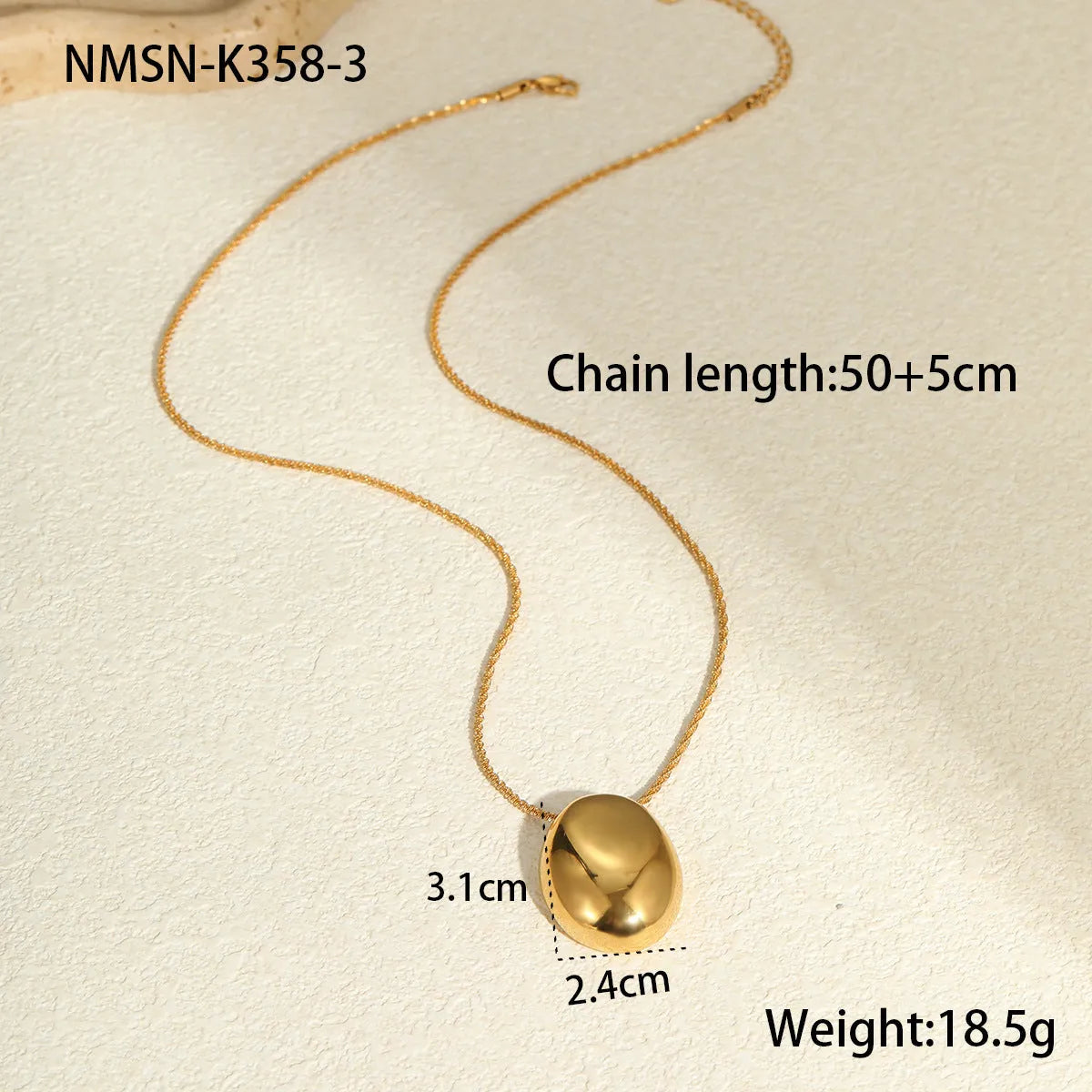 Gold plated necklace with geometric pendant on adjustable 41-50 cm stainless steel chain