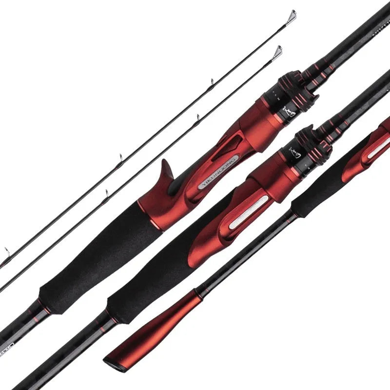 Ultralight carbon fishing rod shown in pikestaff and straight handle styles for lure fishing.