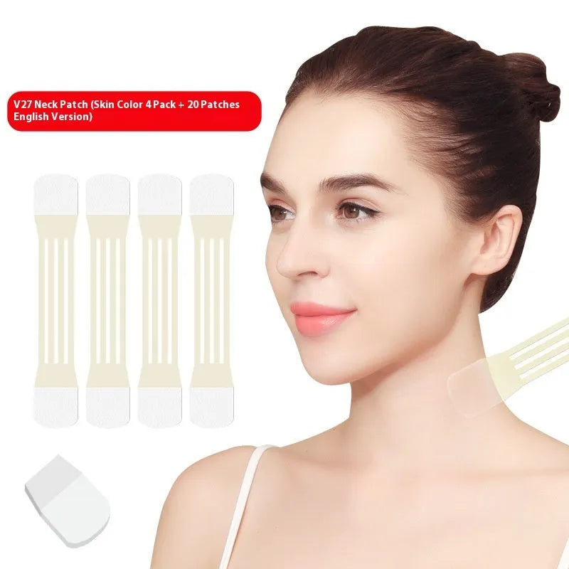 V27 neck pattern sling adhesive tape for invisible skin tone neck firming with medical-grade patches