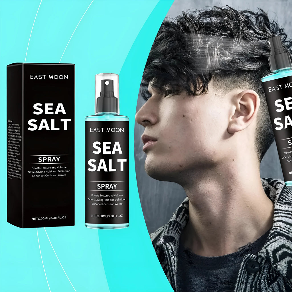 Sea salt curly hair spray in a 100ml bottle for shaping elasticity and volume, dimensions 3.8 x 3.8 x 14.8cm.