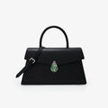 Women's large capacity top layer cowhide leather shoulder bag with adjustable 52-57cm strap, black or red, flap latch.