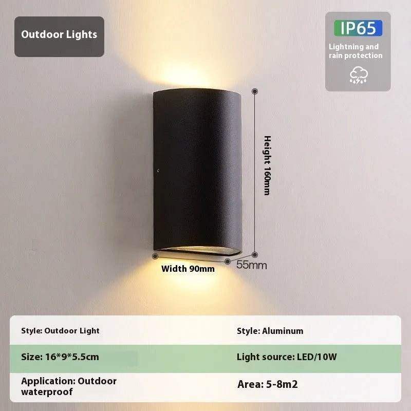 Modern simple outdoor waterproof LED wall lamp with aluminium shell and IP65 rating