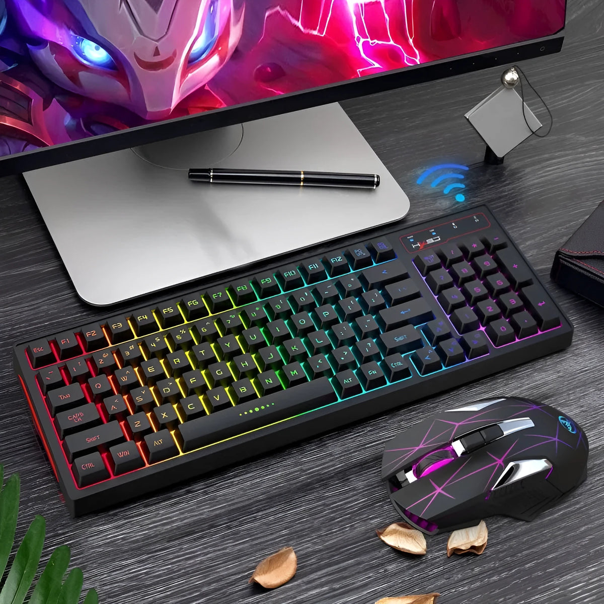 L99 2.4G wireless keyboard and mouse set with 96-key RGB membrane keyboard and 7-key Type-C rechargeable mouse