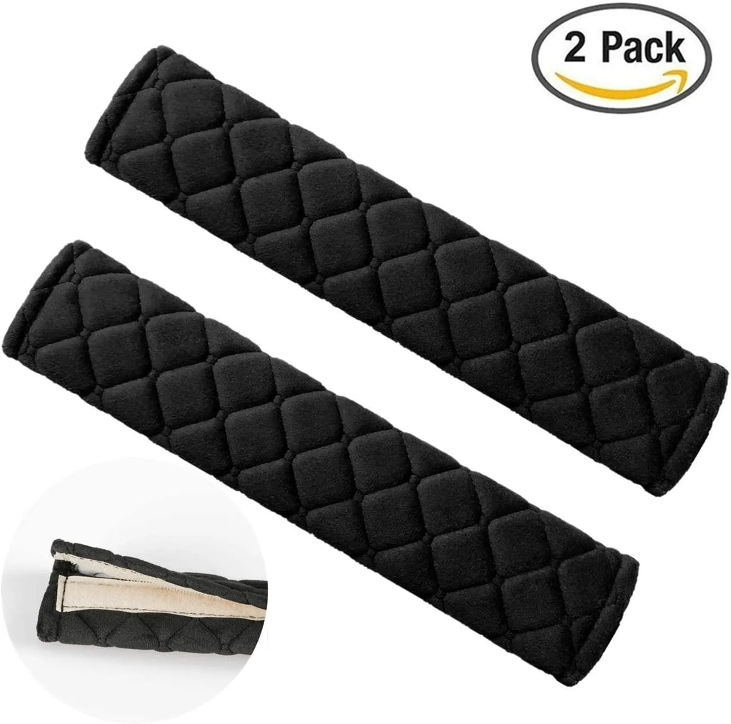 Black cotton car seat belt shoulder pad for children, size 26.5x6cm
