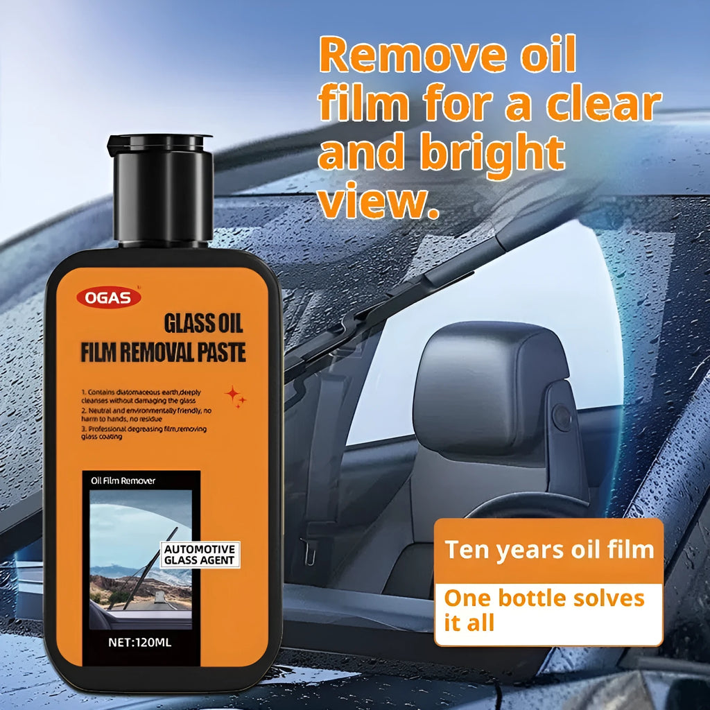 Heavy-duty car glass degreasing cleaning paste for removing oil film and road grime on a windscreen
