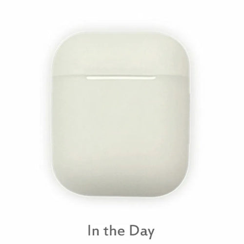 Luminous solid colour silicone flip-top protective case for Apple AirPods wireless earphones.