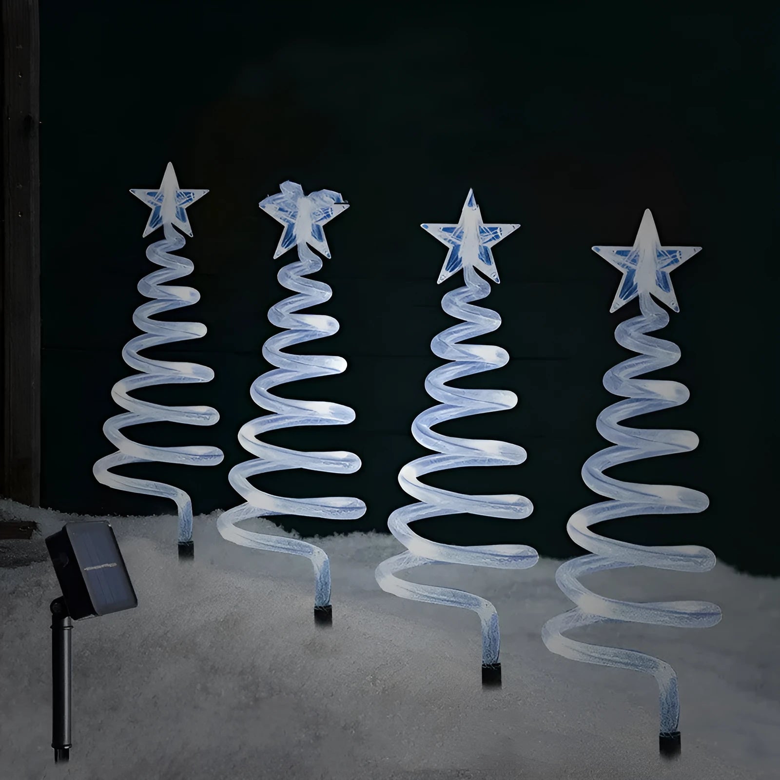 Solar powered night light with compact 12x12x38cm size for outdoor garden decoration